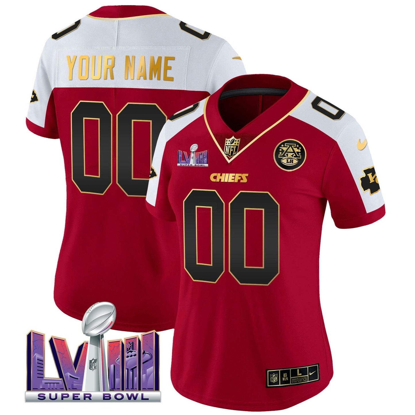 Camisa NFL Kansas City Chiefs Super Bowl LVIII Patch Vapor Jersey