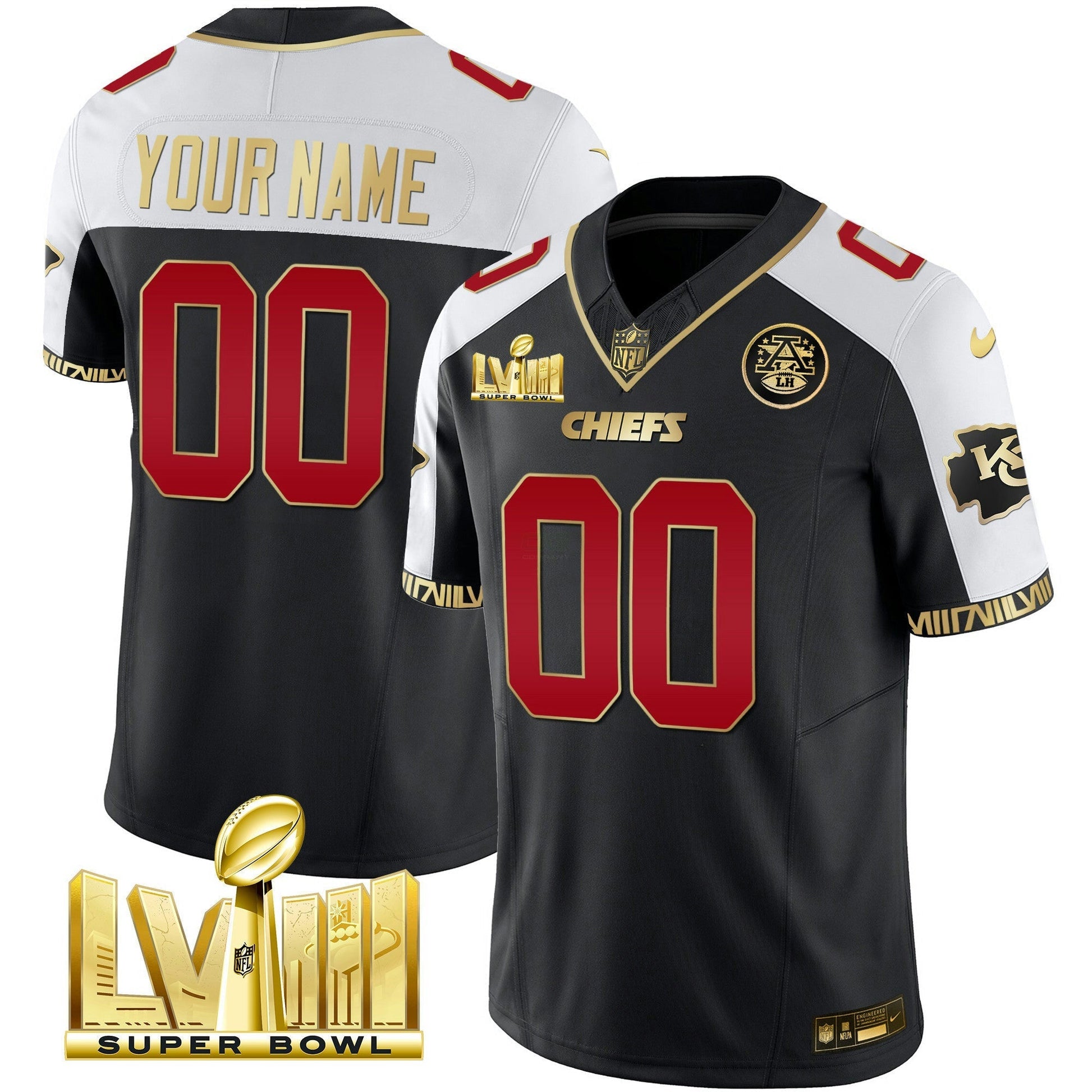 Camisa NFL Super Bowl LVIII Pattern Gold Vapor Jersey V2
