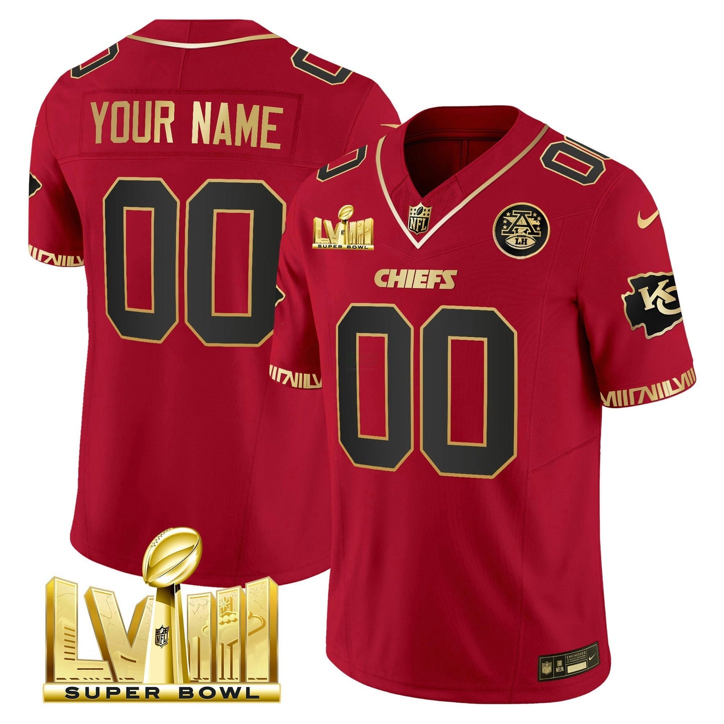 Camisa NFL Super Bowl LVIII Pattern Gold Vapor Jersey