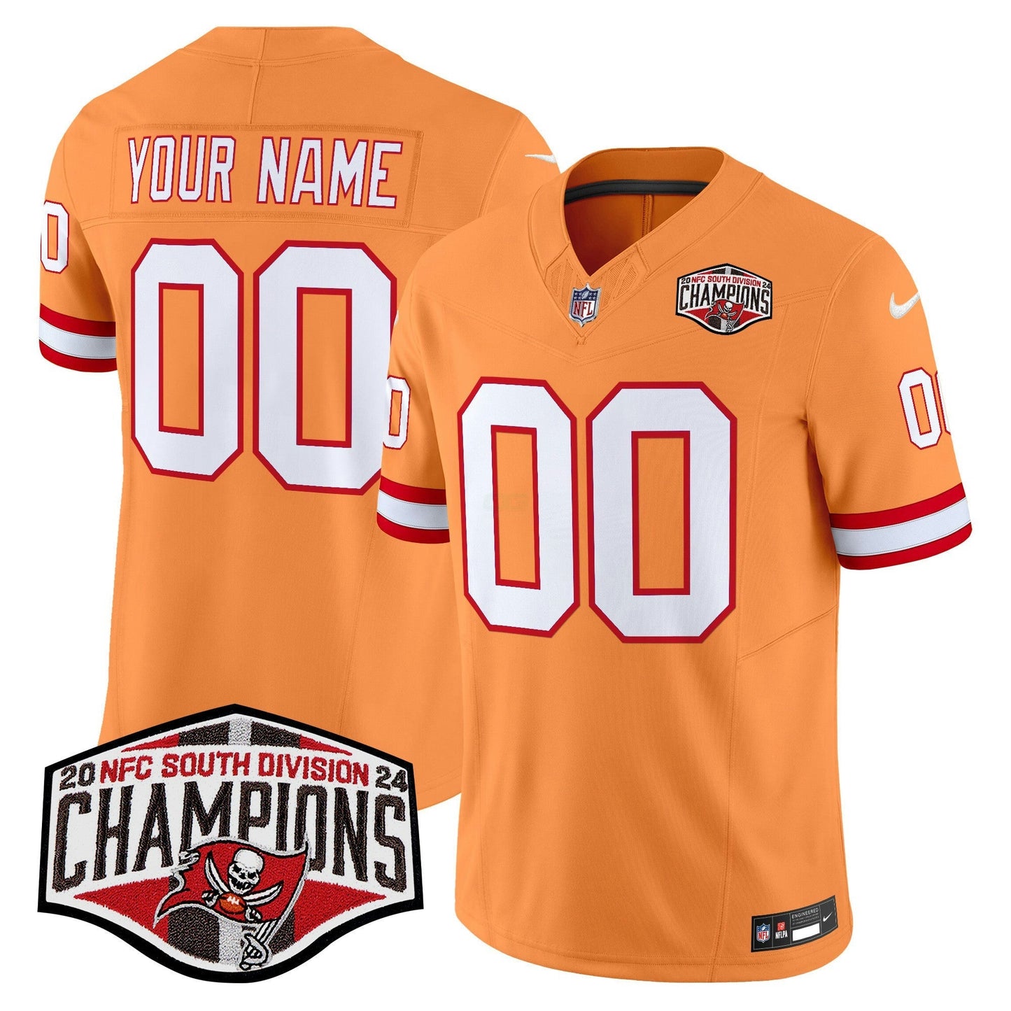 Camisa NFL Tampa Bay Creamsicle 2024 NFC South Division Champions Patch Vapor Limited Jersey