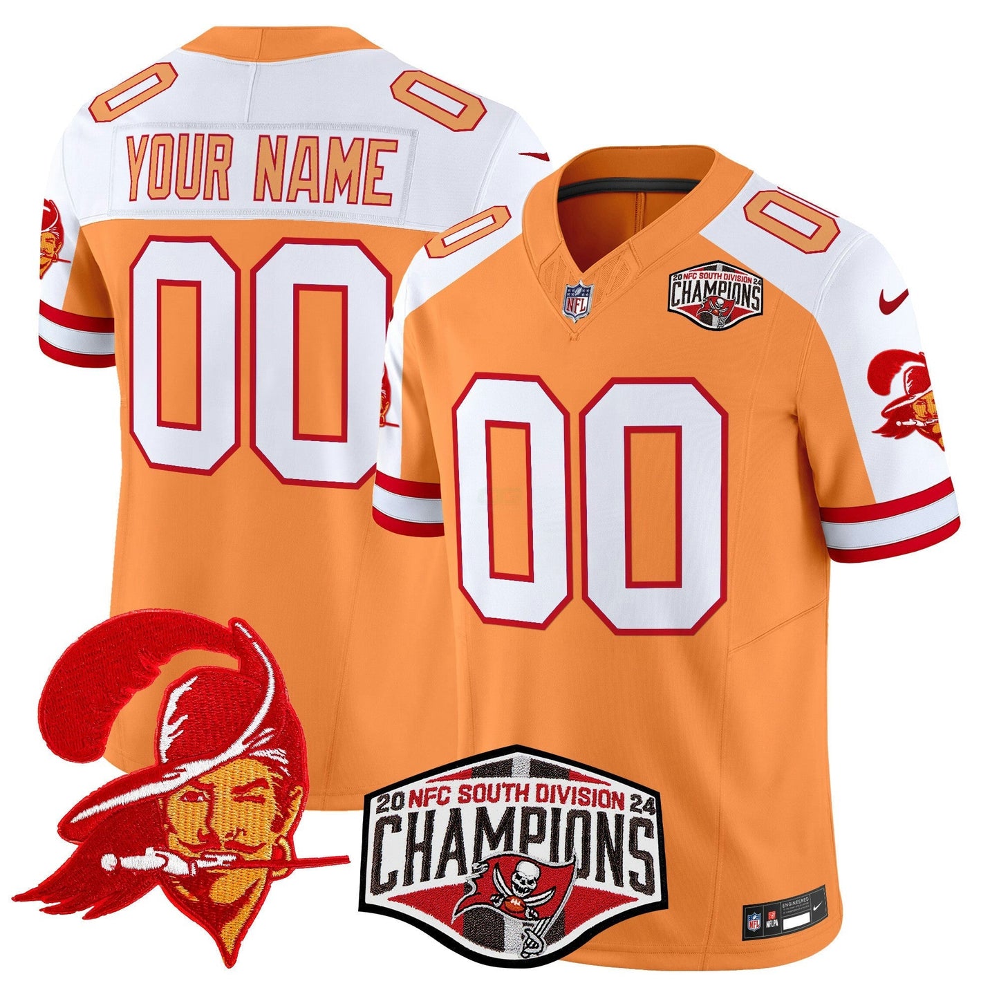 Camisa NFL Tampa Bay Creamsicle 2024 NFC South Division Champions Patch Vapor Limited Jersey