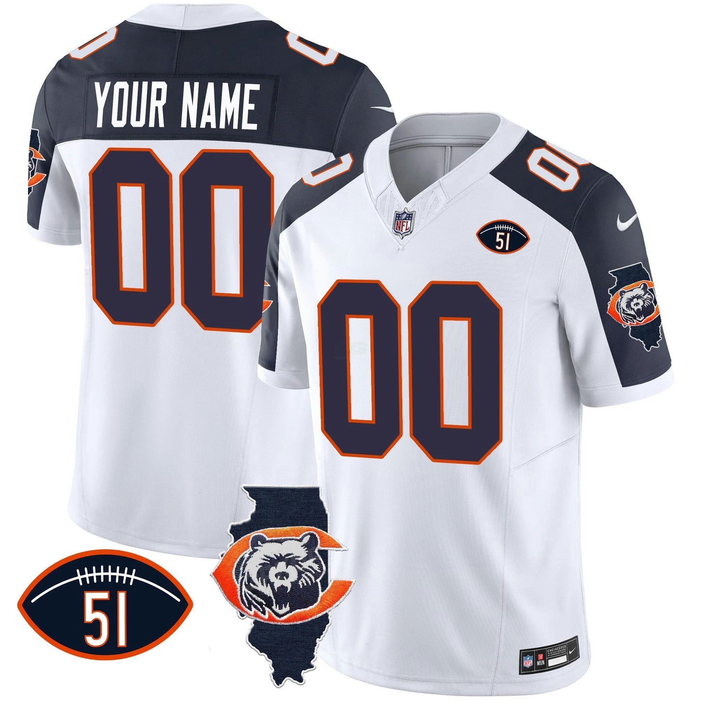 Camisa NFL Throwback Illinois Patch Vapor Jersey