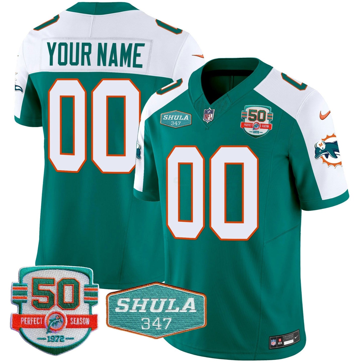Camisa NFL Throwback Shula 347 Patch Vapor Jersey