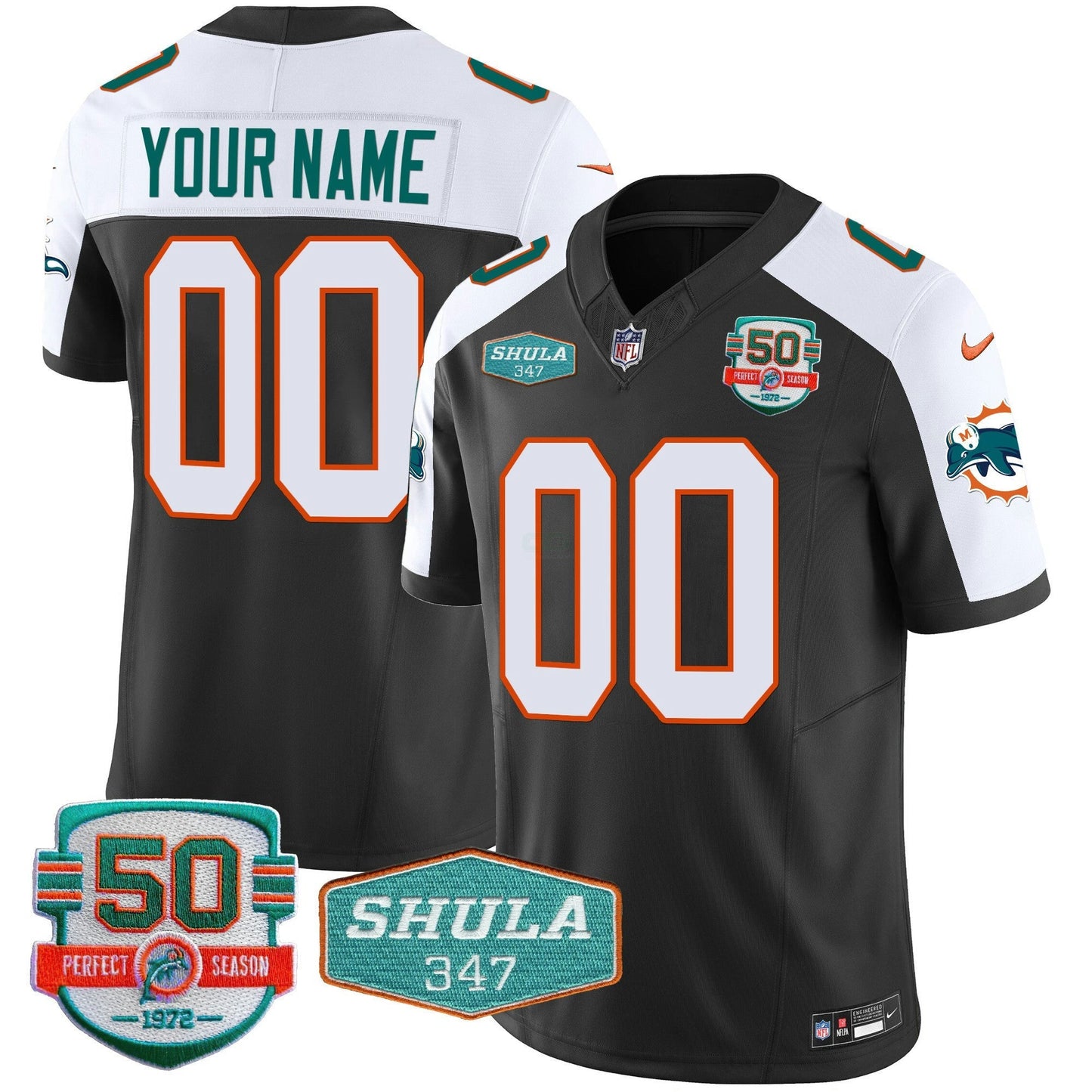 Camisa NFL Throwback Shula 347 Patch Vapor Jersey