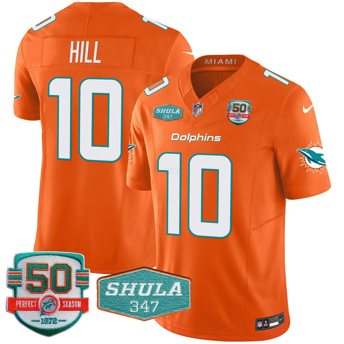 Camisa NFL Tyreek Hill Miami Shula 347 Patch Vapor Jersey