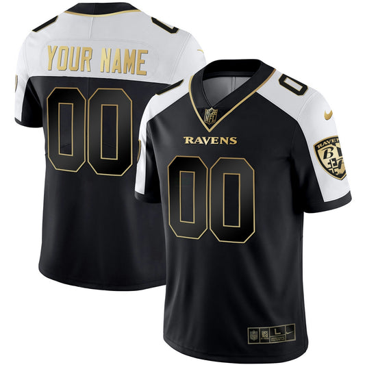 Camisa NFL Baltimore Ravens Vapor Dourada Custom Name and Number
