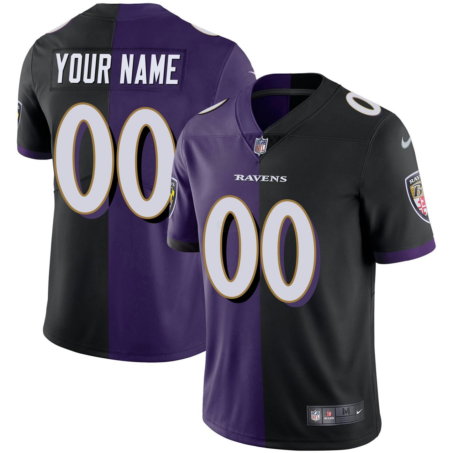 Camisa NFL Baltimore Ravens Vapor Dourada Custom Name and Number