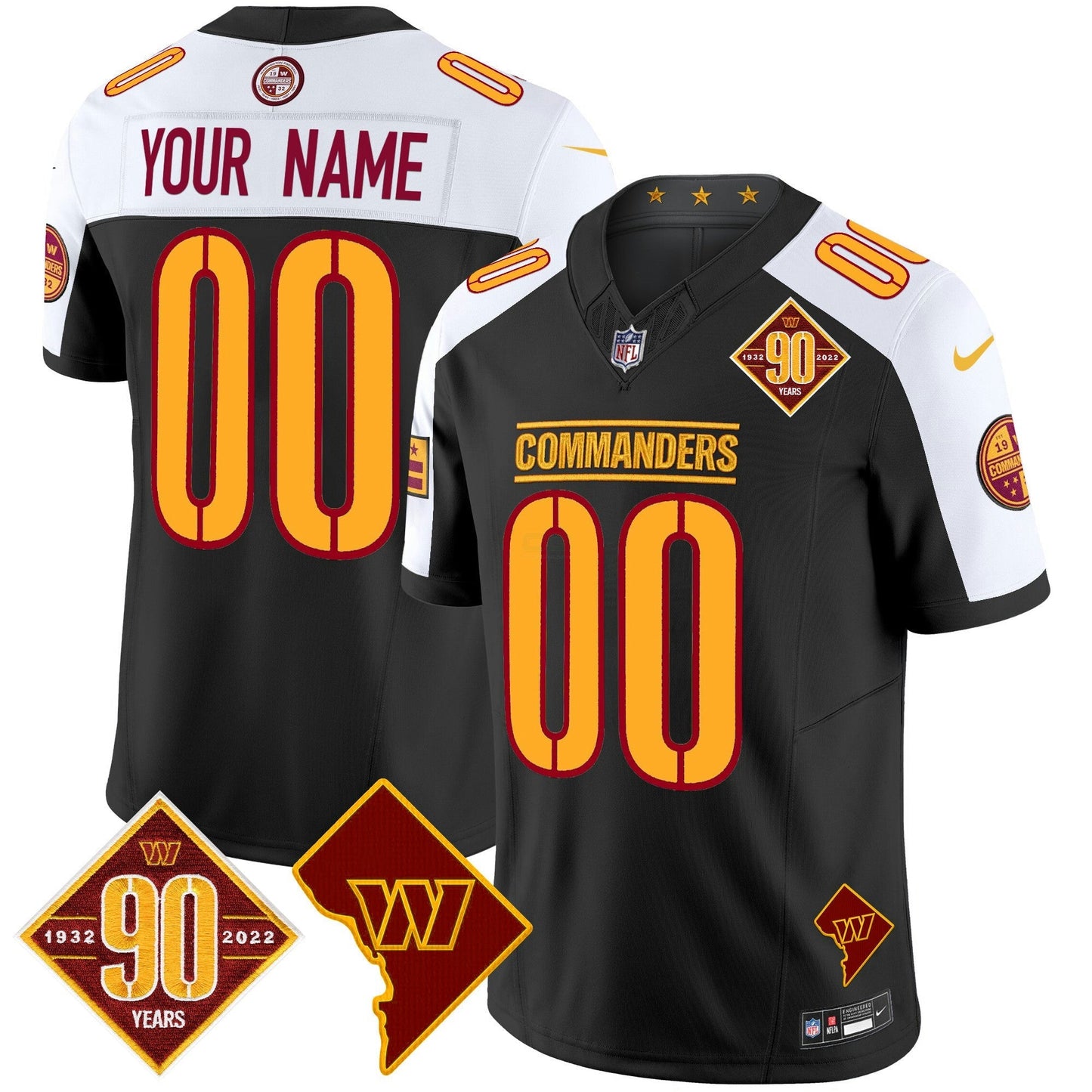 Camisa NFL Washington 90th Anniversary & Home Patch Vapor Limited Jersey