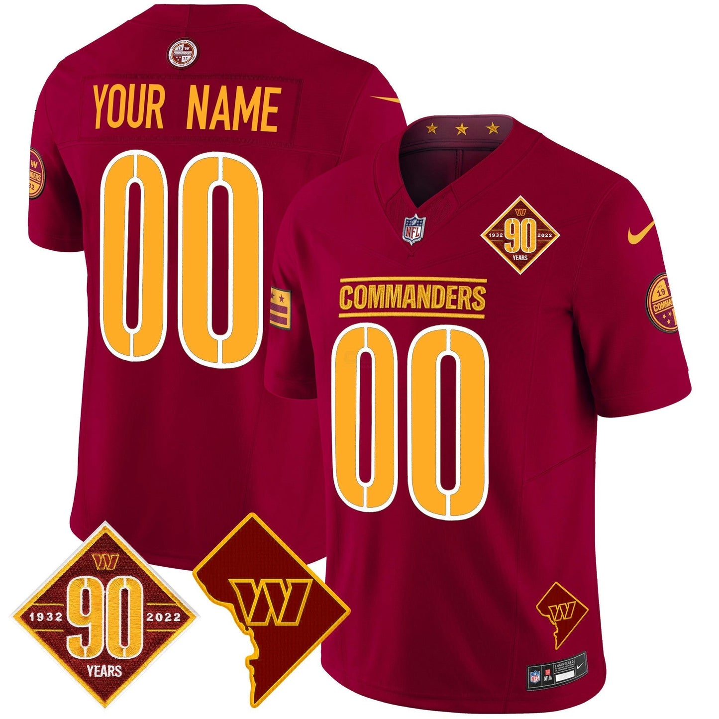Camisa NFL Washington 90th Anniversary & Home Patch Vapor Limited Jersey