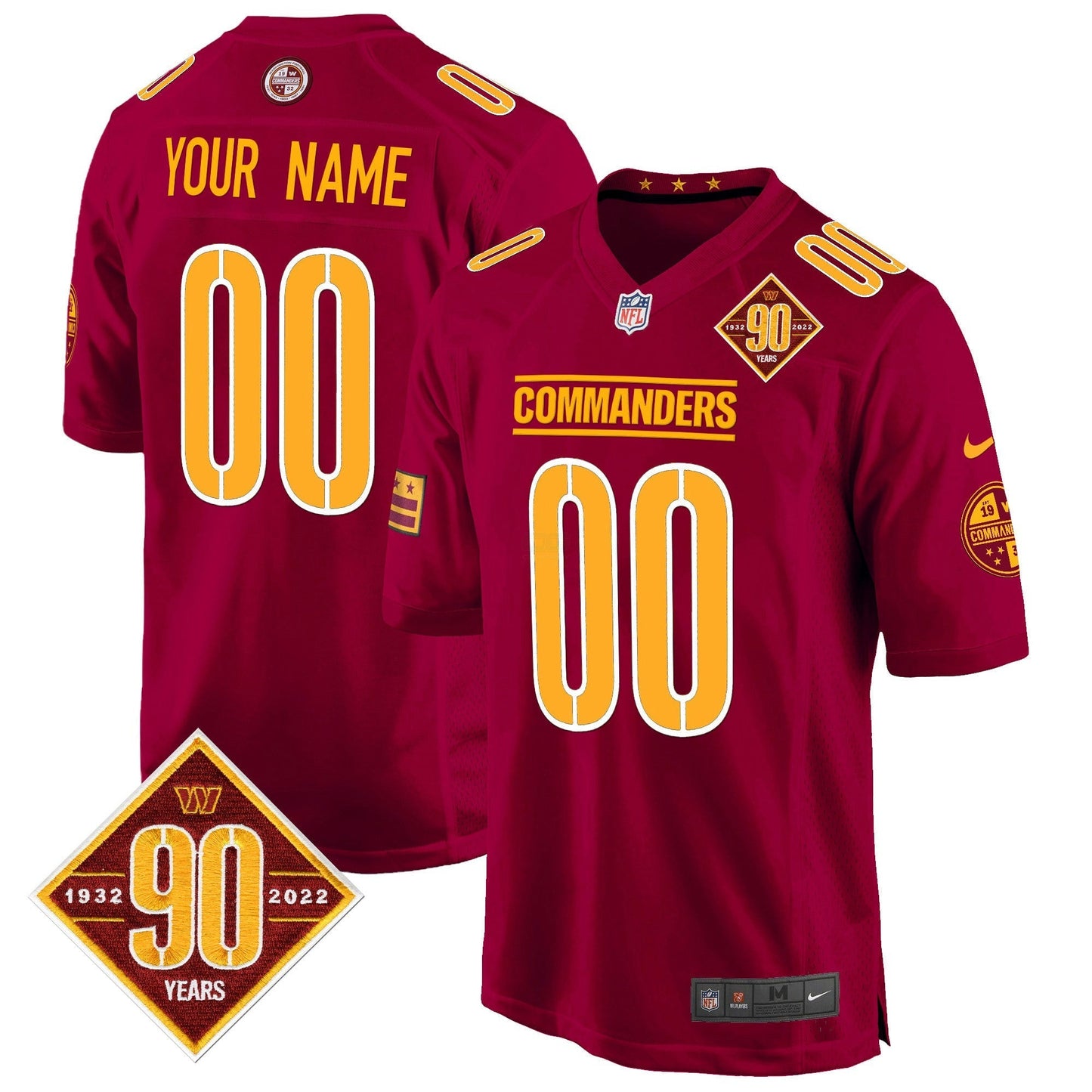Camisa NFL Washington 90th Anniversary Patch Game Jersey
