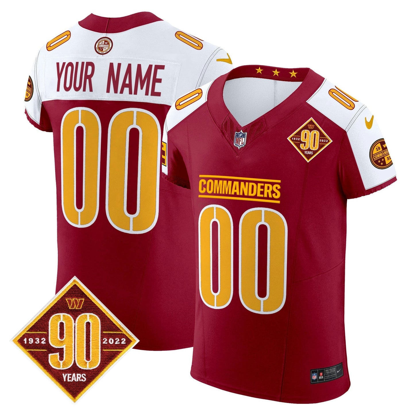 Camisa NFL Washington 90th Anniversary Patch Vapor Elite Jersey