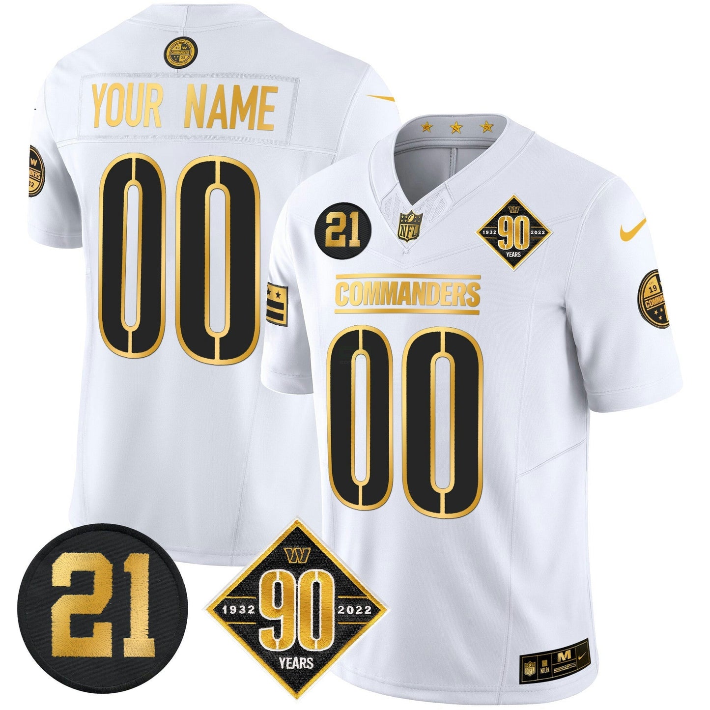 Camisa NFL Washington 90th & Sean Taylor Patch Dourada Vapor Limited Jersey