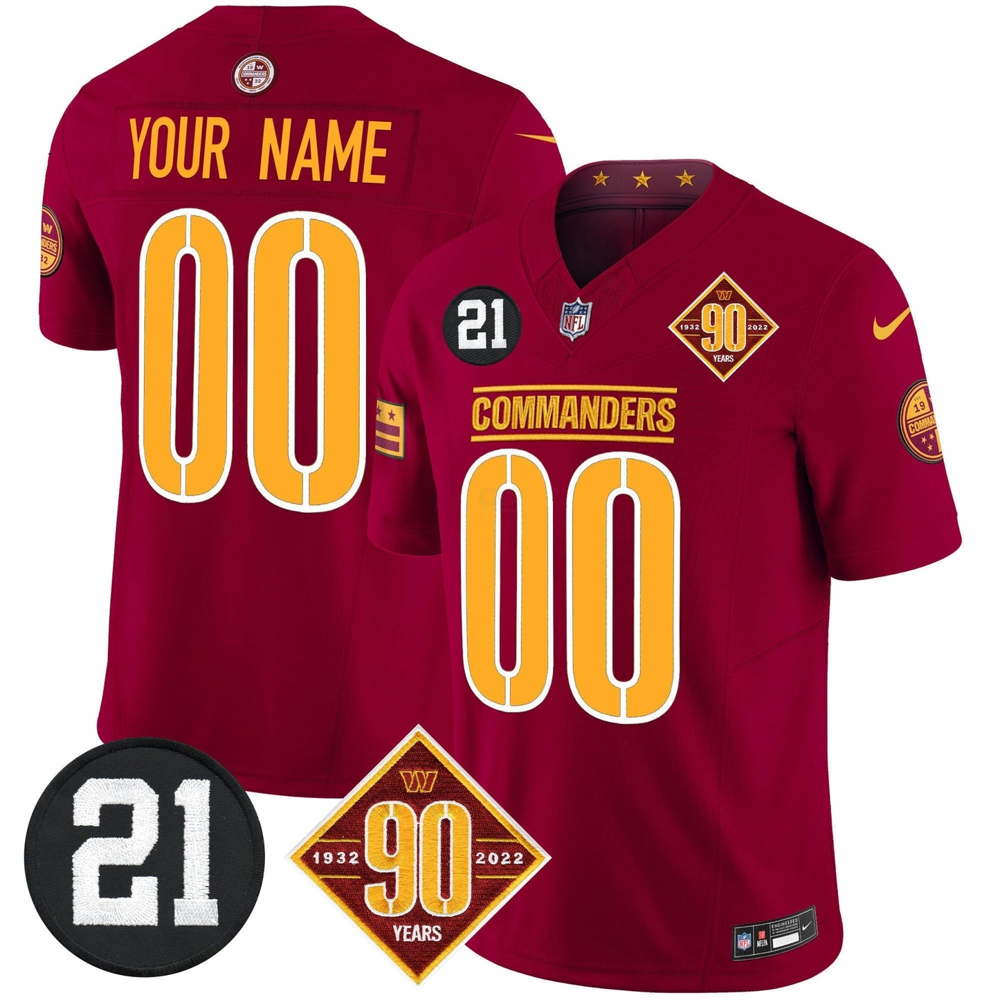 Camisa NFL Washington 90th & Sean Taylor Patch Vapor Limited Jersey