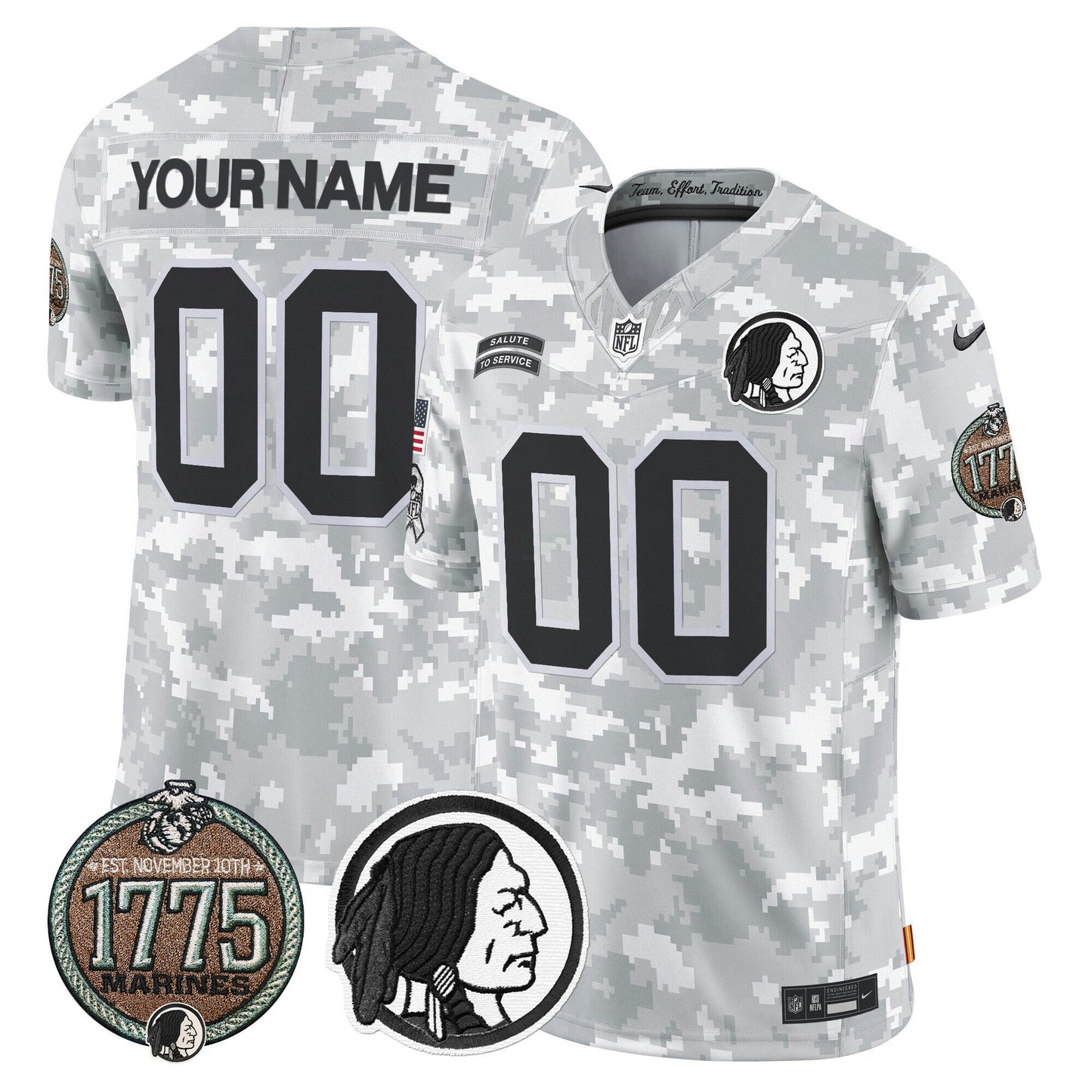 Camisa NFL Washington Commanders Washington Redskins 2024 Salute to Service Establishment Year Patch Vapor Limited Jersey