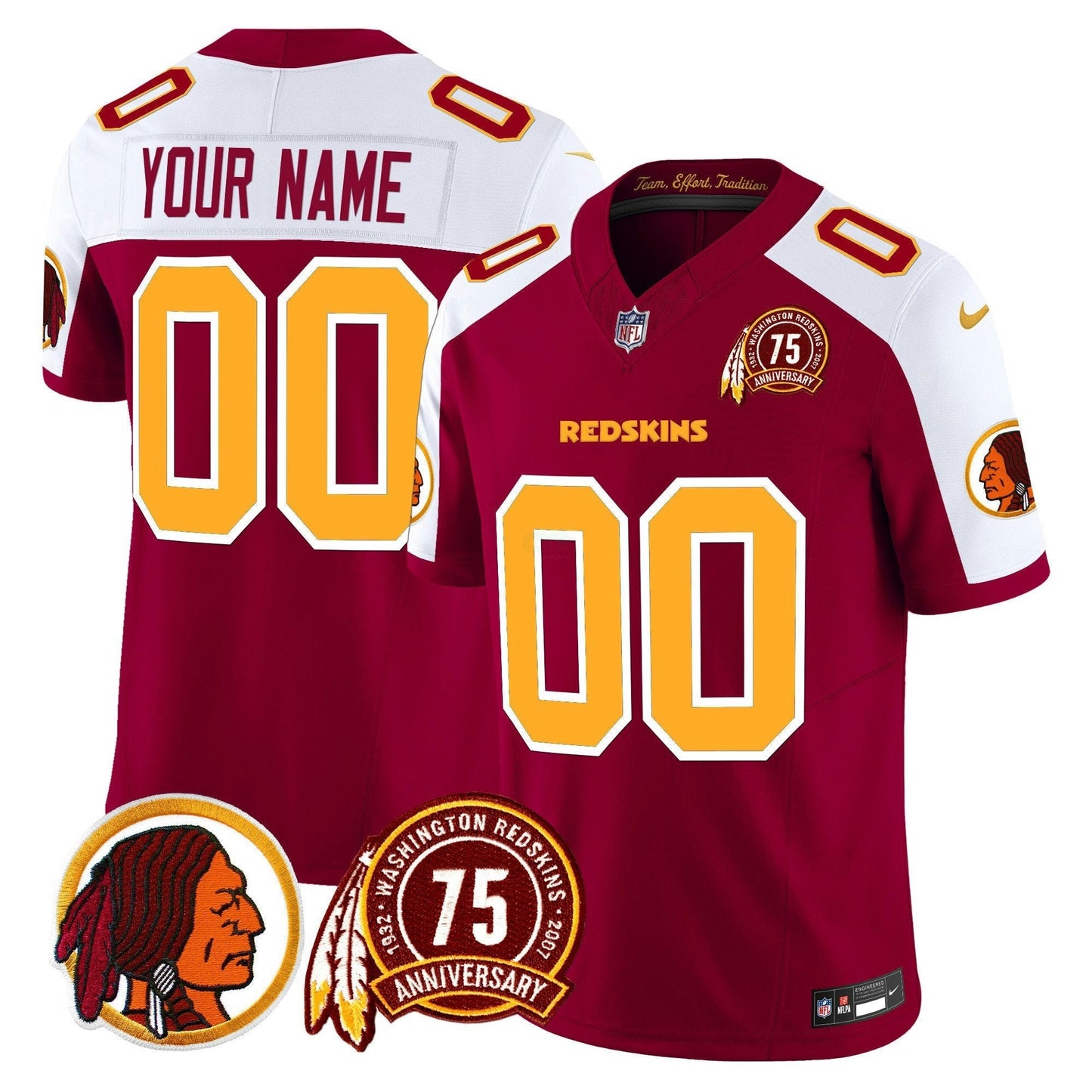 Camisa NFL Washington Commanders Washington Redskins 75th Patch Vapor Limited Jersey