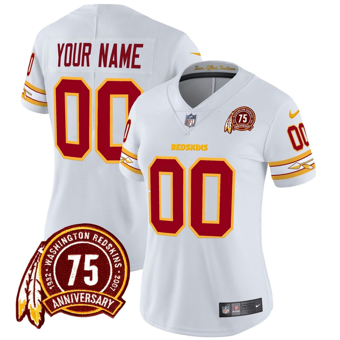 Camisa NFL Washington Commanders Washington Redskins 75th Patch Vapor Limited Jersey