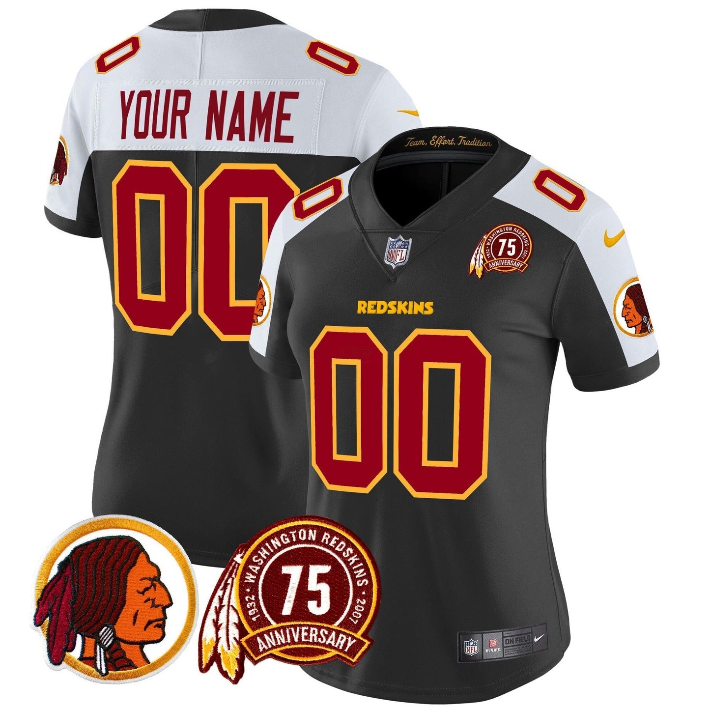 Camisa NFL Washington Commanders Washington Redskins 75th Patch Vapor Limited Jersey