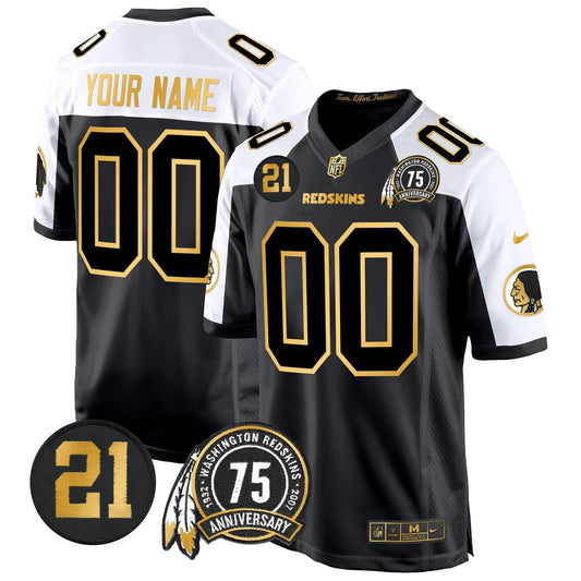 Camisa NFL Washington Commanders Washington Redskins 75th & Sean Taylor Patch Dourada Game Jersey