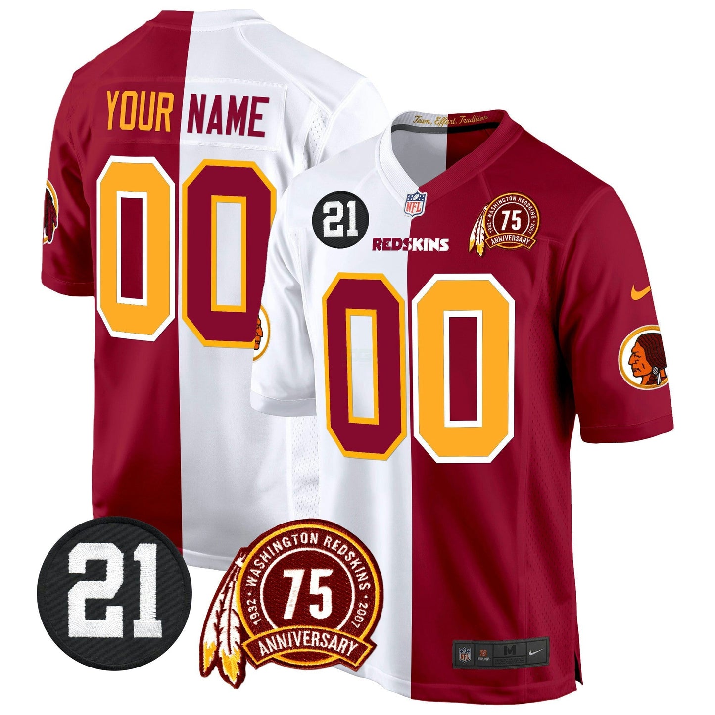 Camisa NFL Washington Commanders Washington Redskins 75th & Sean Taylor Patch Game Jersey