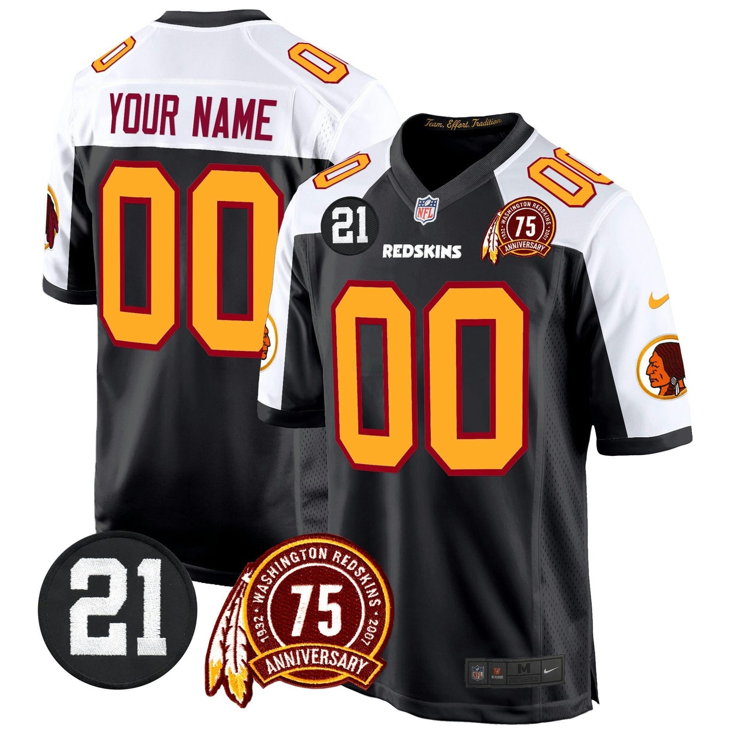 Camisa NFL Washington Commanders Washington Redskins 75th & Sean Taylor Patch Game Jersey