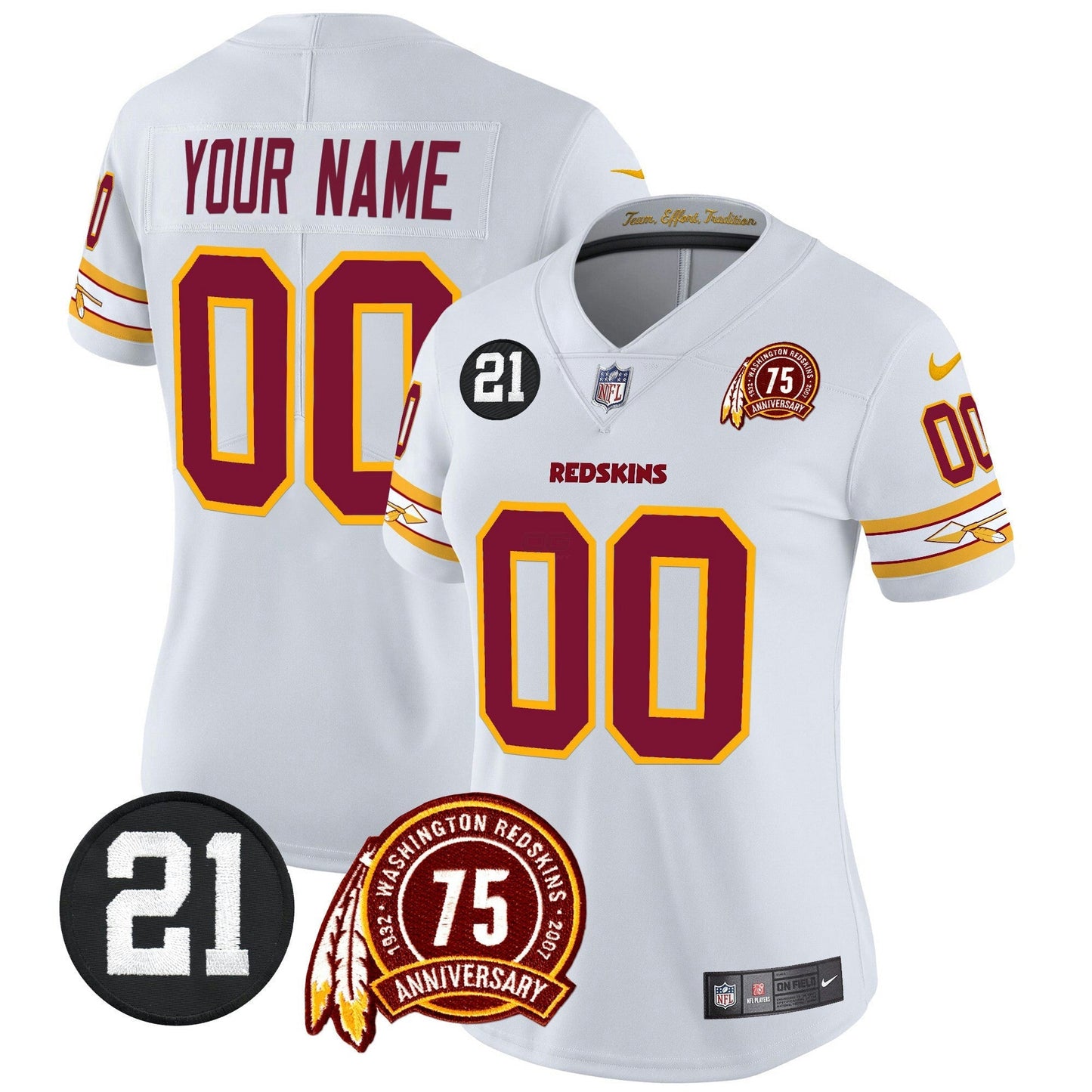 Camisa NFL Washington Commanders Washington Redskins 75th & Sean Taylor Patch Vapor Limited Jersey V2