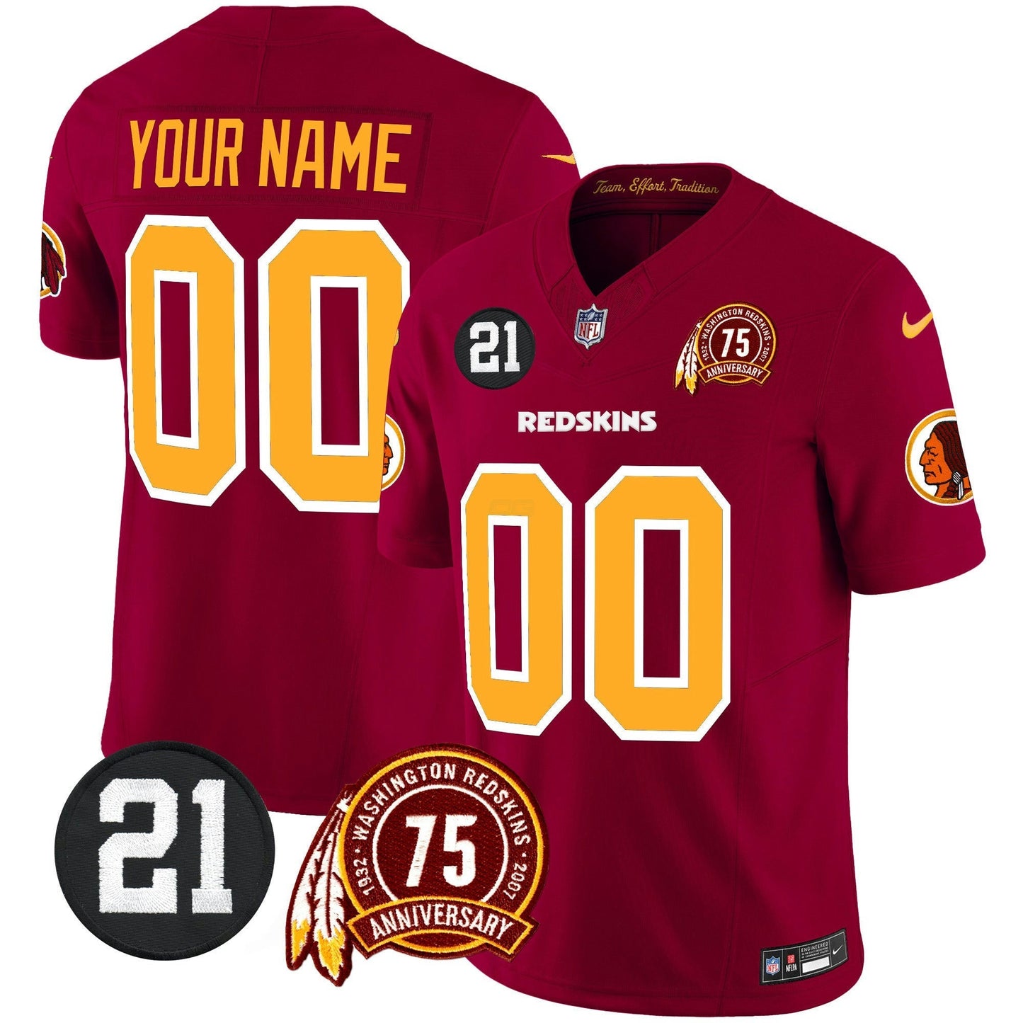 Camisa NFL Washington Commanders Washington Redskins 75th & Sean Taylor Patch Vapor Limited Jersey