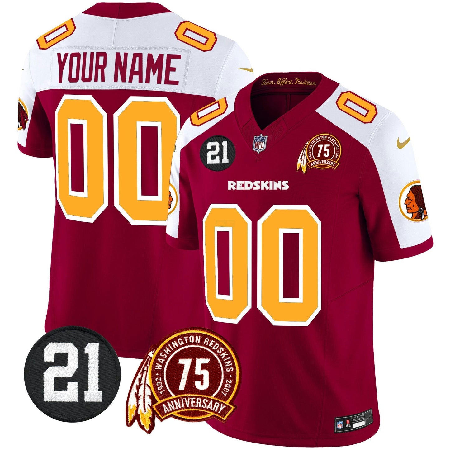 Camisa NFL Washington Commanders Washington Redskins 75th & Sean Taylor Patch Vapor Limited Jersey