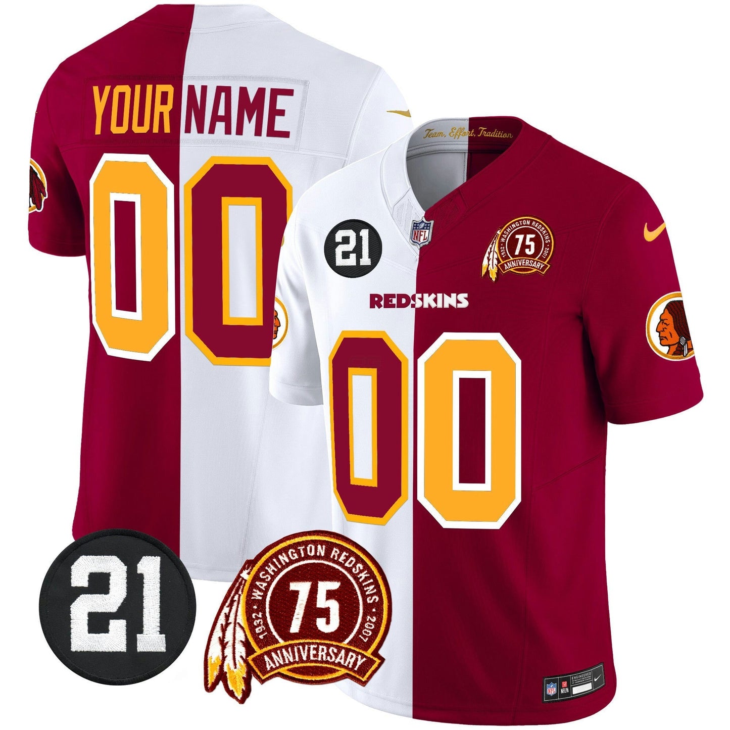 Camisa NFL Washington Commanders Washington Redskins 75th & Sean Taylor Patch Vapor Limited Jersey