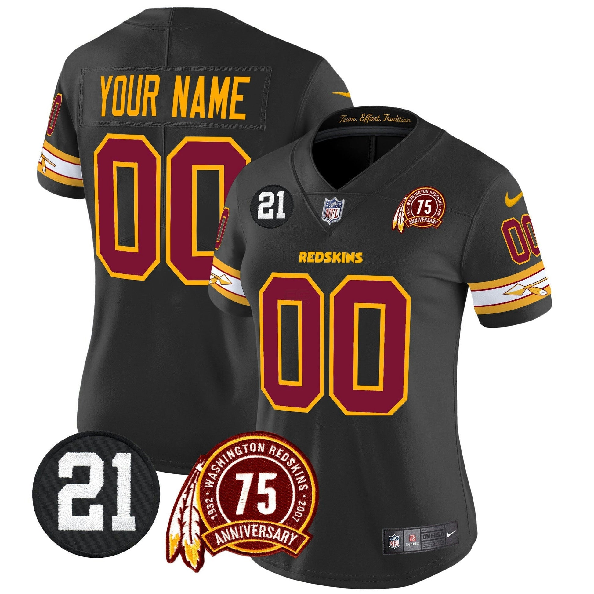 Camisa NFL Washington Commanders Washington Redskins 75th & Sean Taylor Patch Vapor Limited Jersey V2