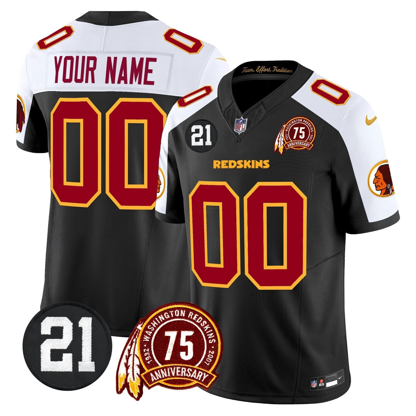 Camisa NFL Washington Commanders Washington Redskins 75th & Sean Taylor Patch Vapor Limited Jersey V2