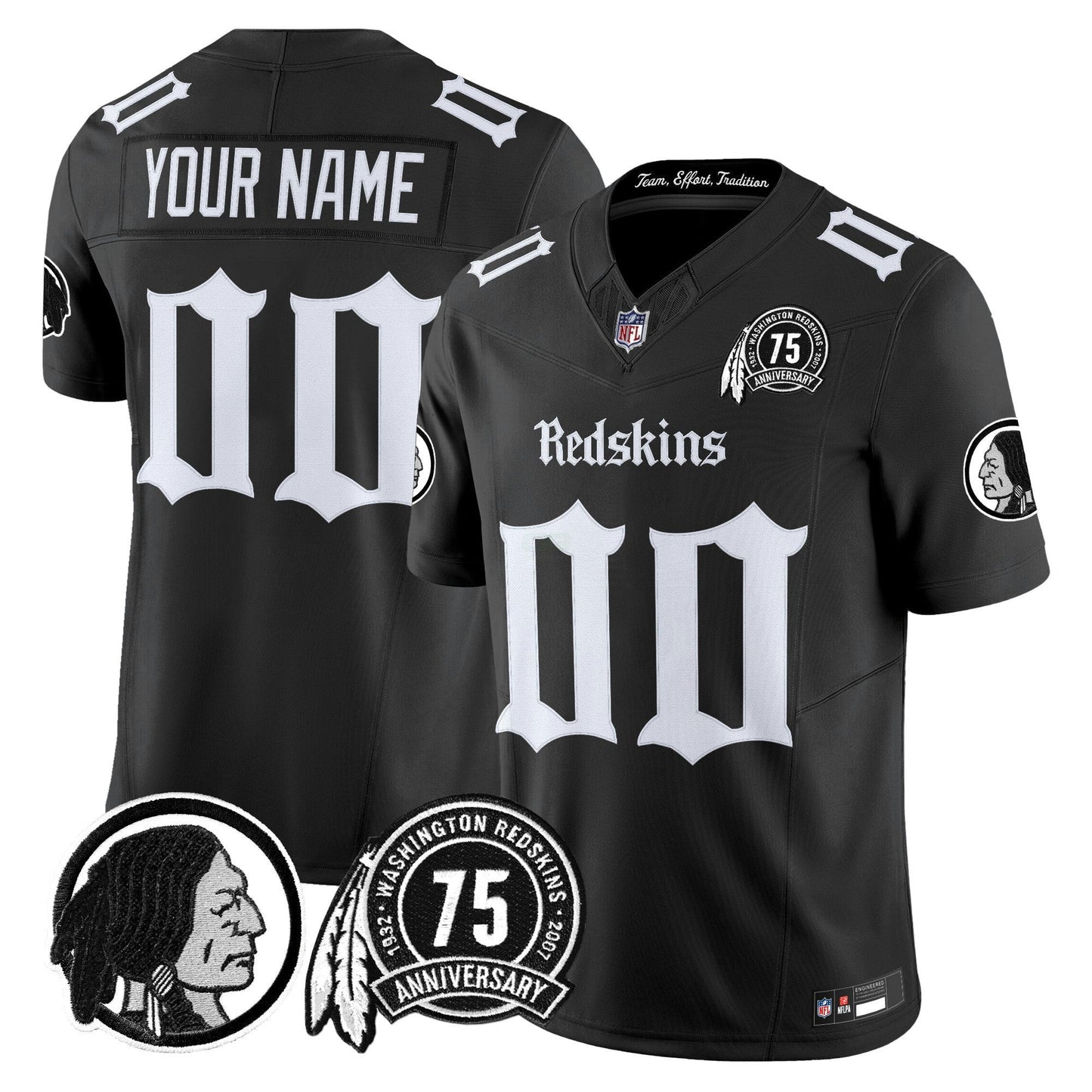 Camisa NFL Washington Commanders Washington Redskins ‘Gothic Capital Edition’ Vapor Limited Jersey