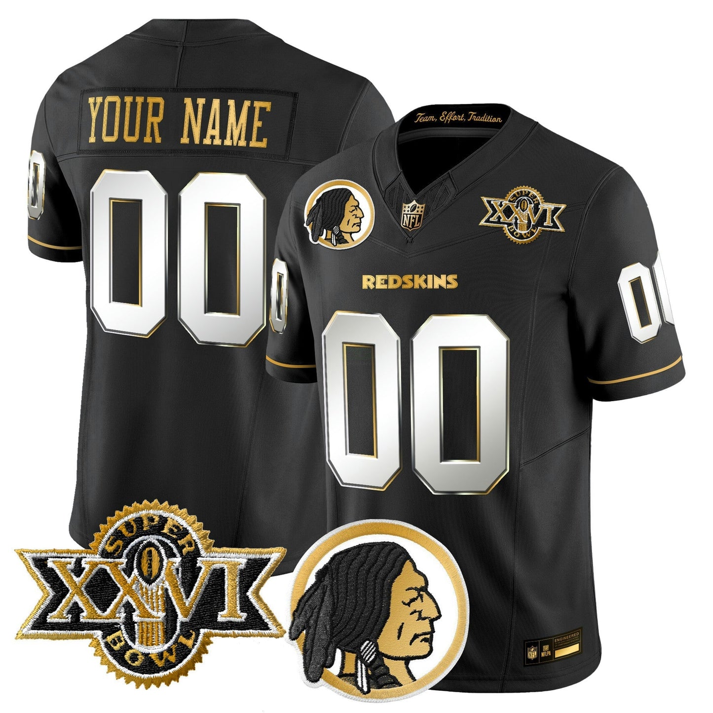 Camisa NFL Washington Commanders Washington Redskins Throwback 1992 Super Bowl XXVI Patch Dourada Vapor Limited Jersey