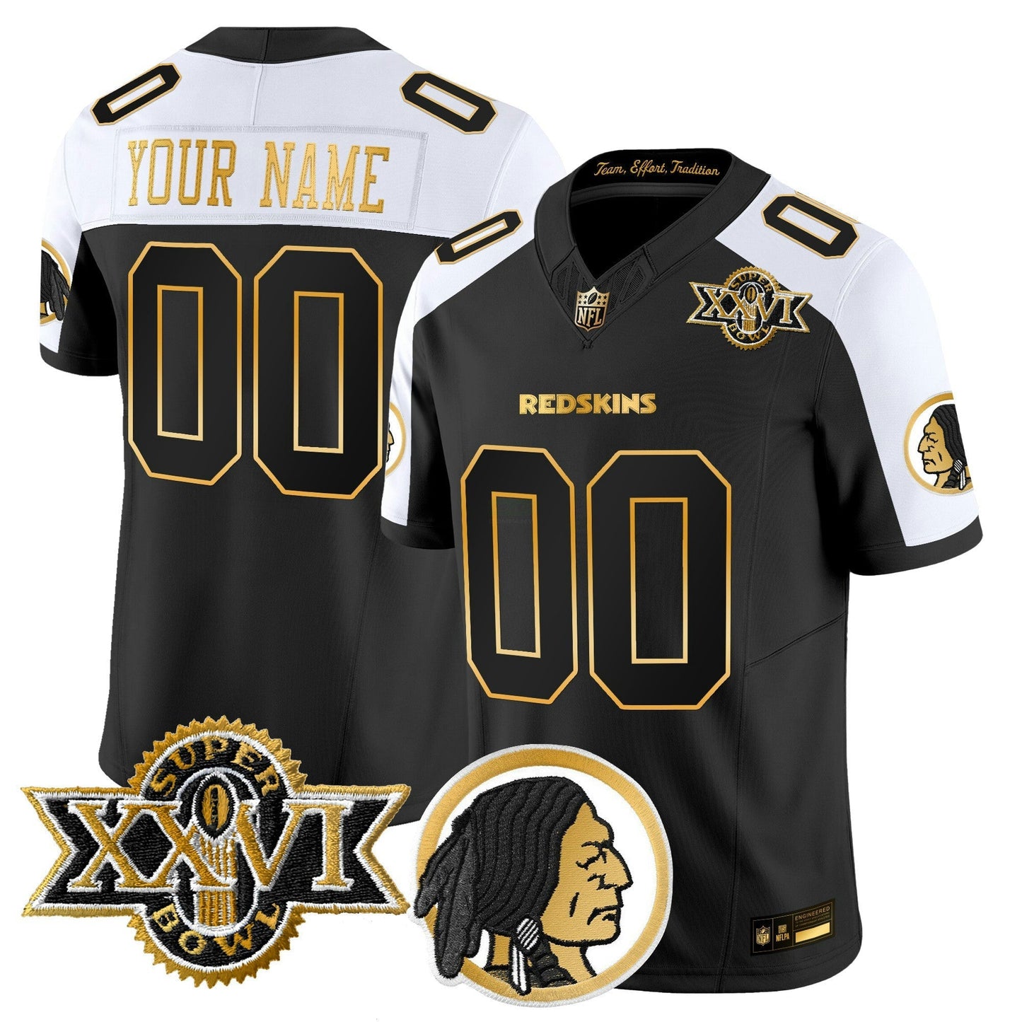 Camisa NFL Washington Commanders Washington Redskins Throwback 1992 Super Bowl XXVI Patch Dourada Vapor Limited Jersey