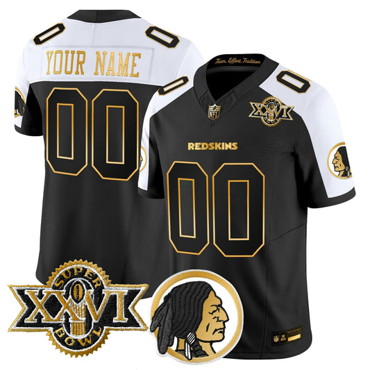 Camisa NFL Washington Commanders Washington Redskins Throwback 1992 Super Bowl XXVI Patch Dourada Vapor Limited Jersey