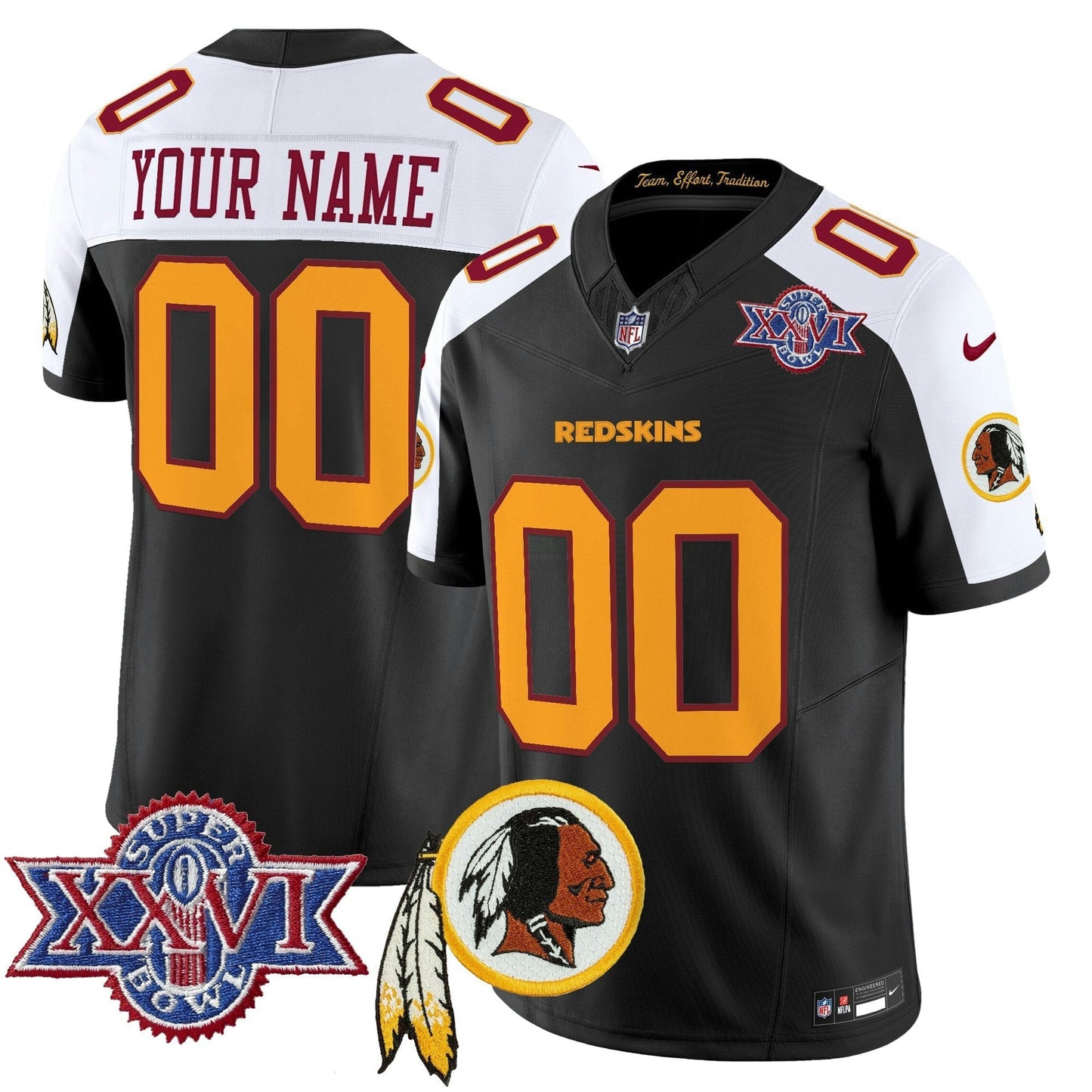 Camisa NFL Washington Commanders Washington Redskins Throwback 1992 Super Bowl XXVI Patch Vapor Limited Jersey V3