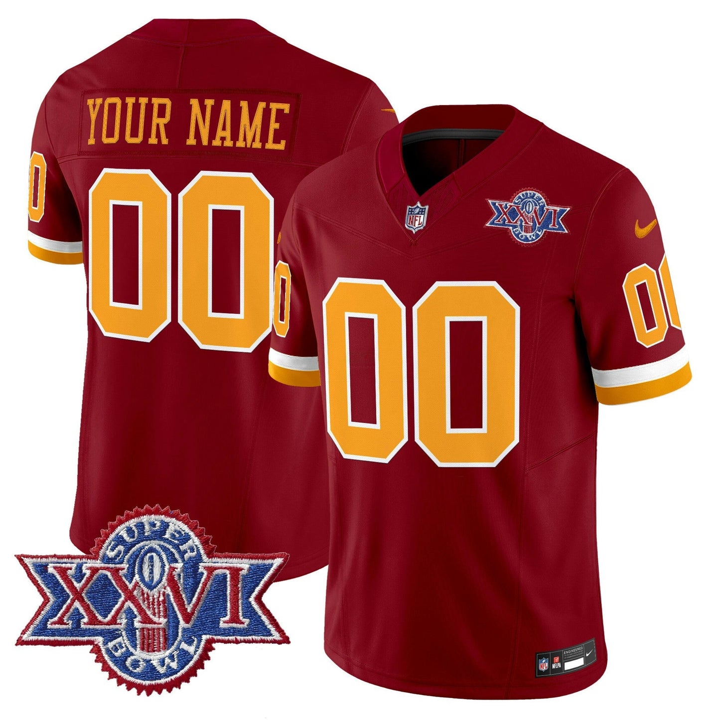 Camisa NFL Washington Commanders Washington Redskins Throwback 1992 Super Bowl XXVI Patch Vapor Limited Jersey