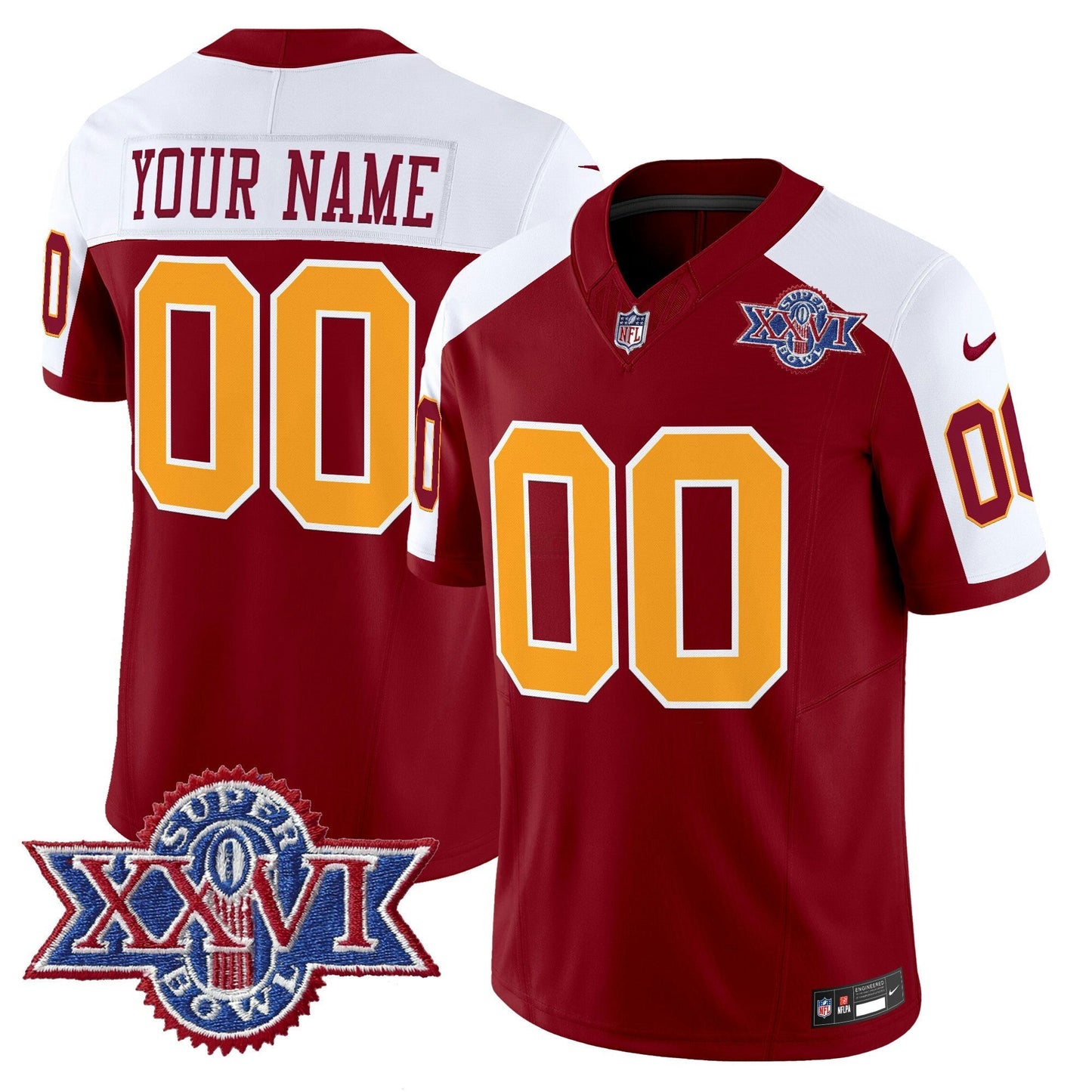 Camisa NFL Washington Commanders Washington Redskins Throwback 1992 Super Bowl XXVI Patch Vapor Limited Jersey