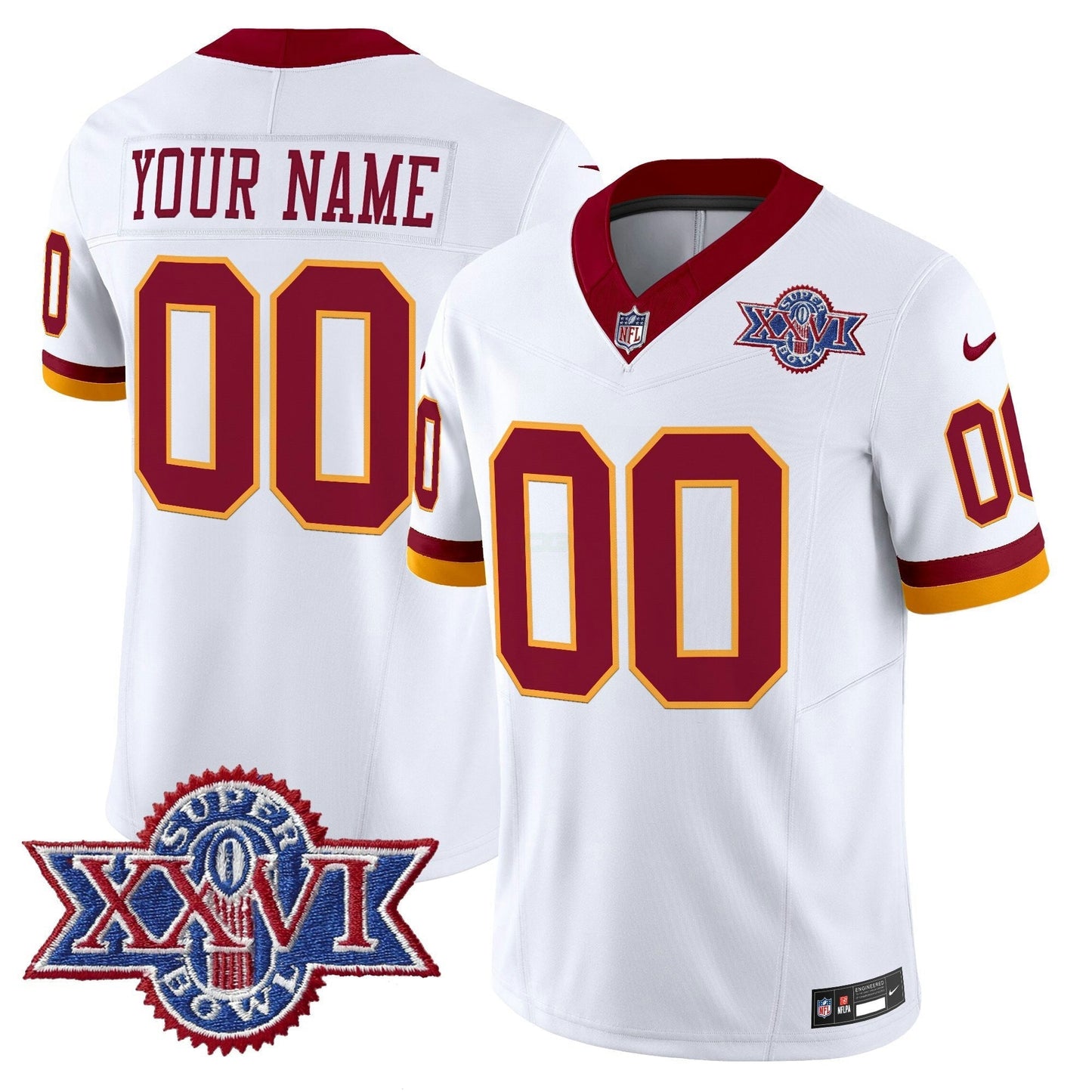 Camisa NFL Washington Commanders Washington Redskins Throwback 1992 Super Bowl XXVI Patch Vapor Limited Jersey