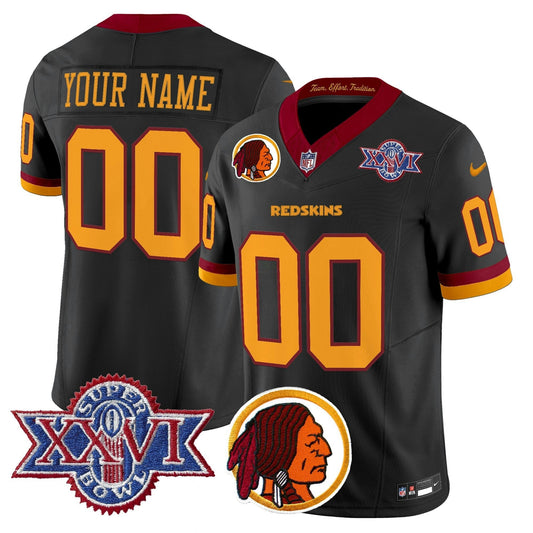 Camisa NFL Washington Commanders Washington Redskins Throwback 1992 Super Bowl XXVI Patch Vapor Limited Jersey V2