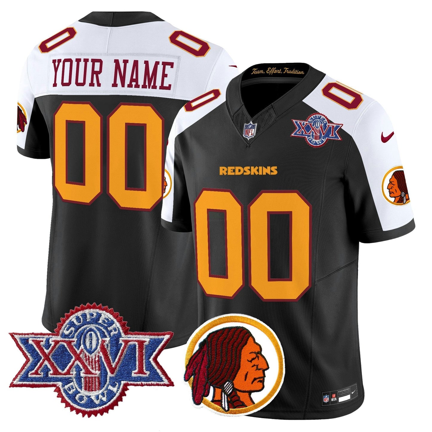 Camisa NFL Washington Commanders Washington Redskins Throwback 1992 Super Bowl XXVI Patch Vapor Limited Jersey V2