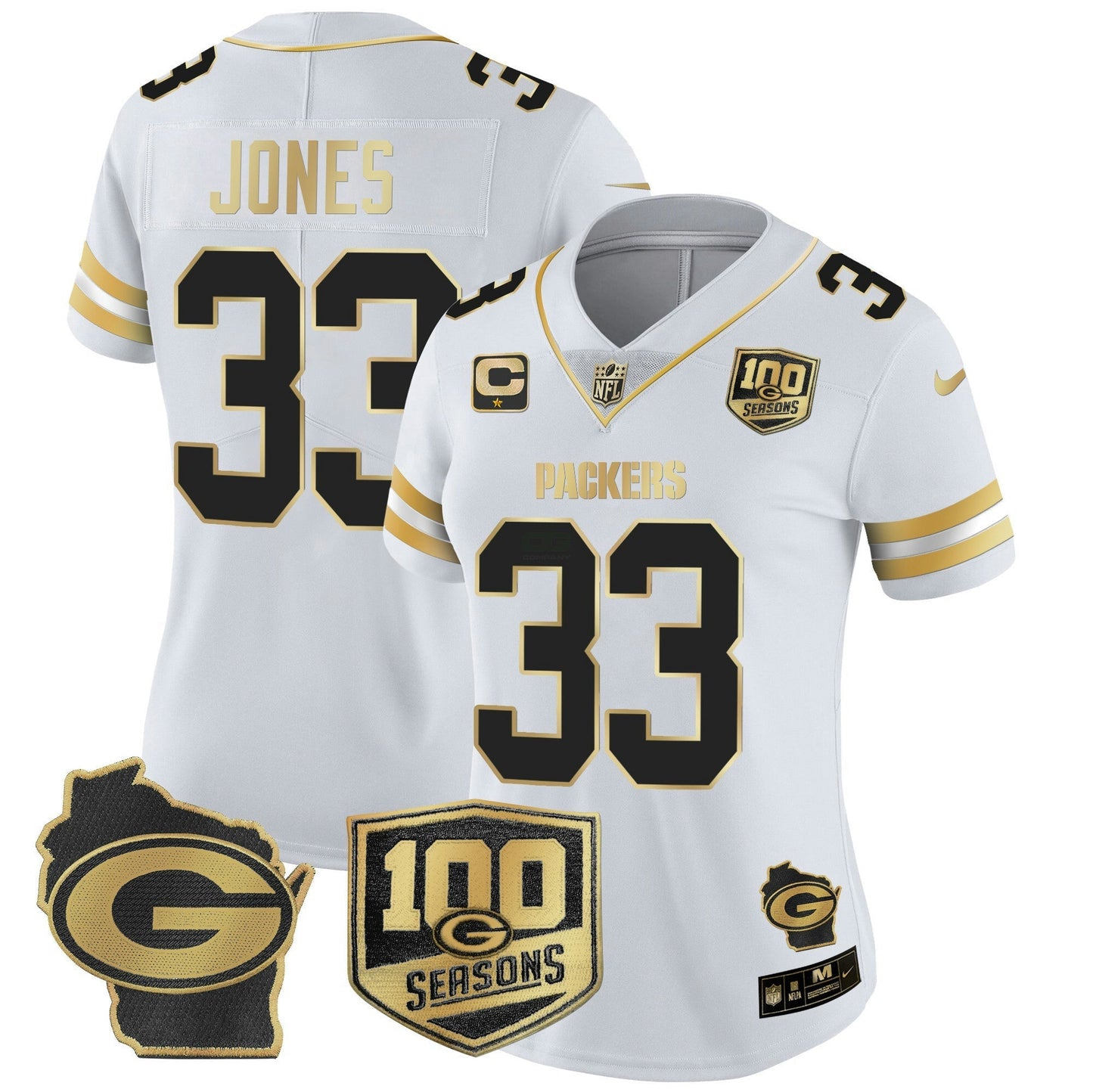 Camisa NFL Women’s 100th Season & Home Patch Dourada Vapor Limited Jersey