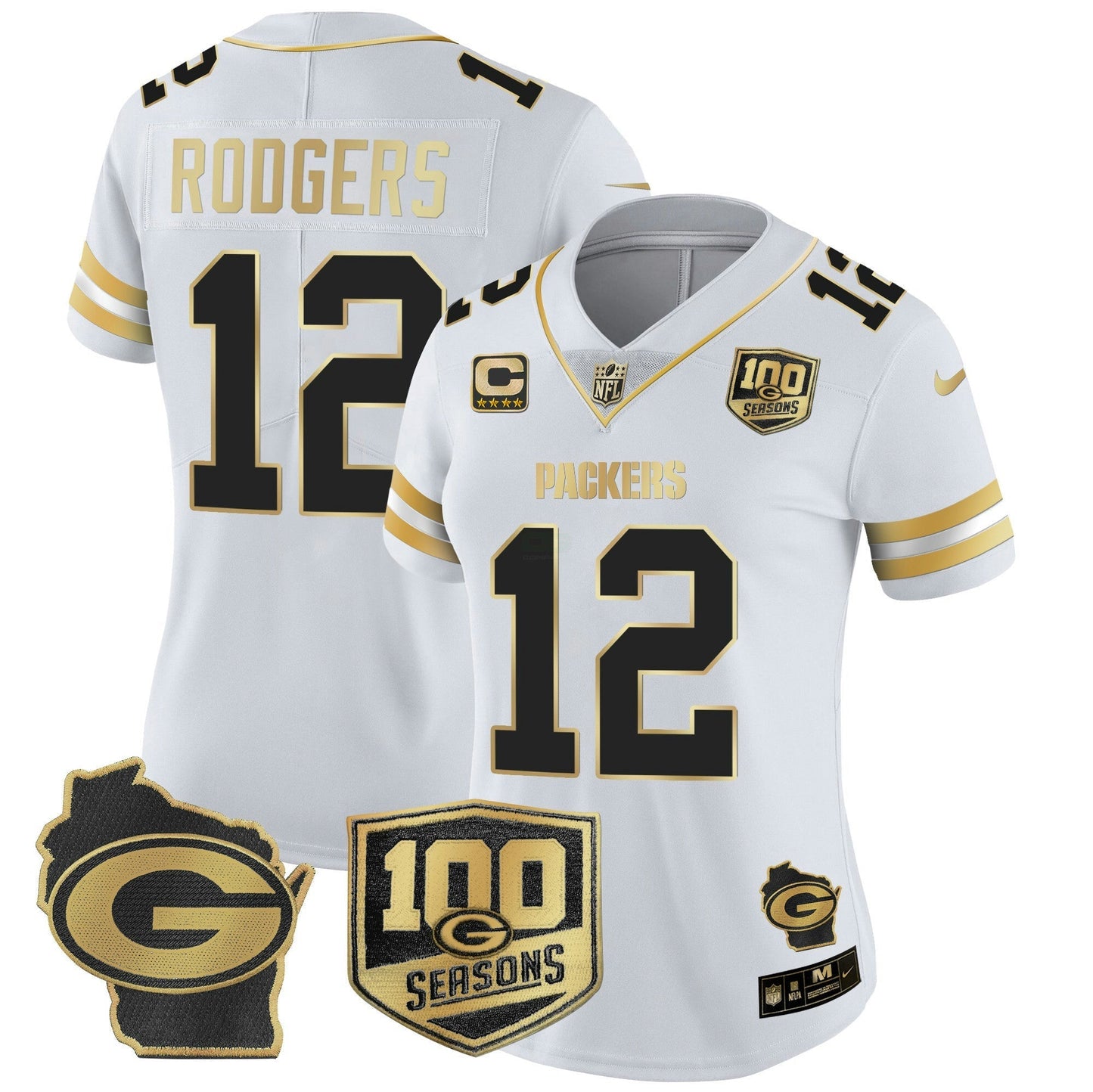 Camisa NFL Women’s 100th Season & Home Patch Dourada Vapor Limited Jersey