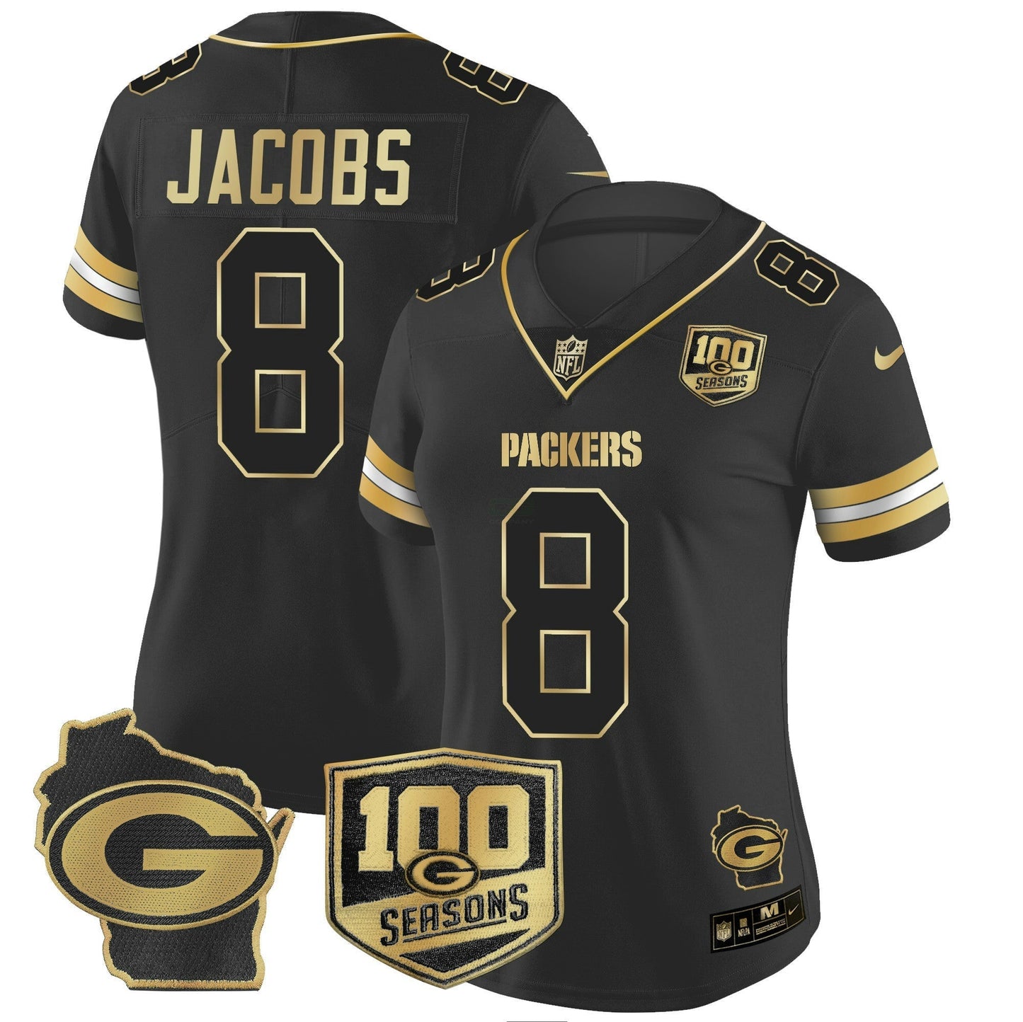 Camisa NFL Women’s 100th Season & Home Patch Dourada Vapor Limited Jersey