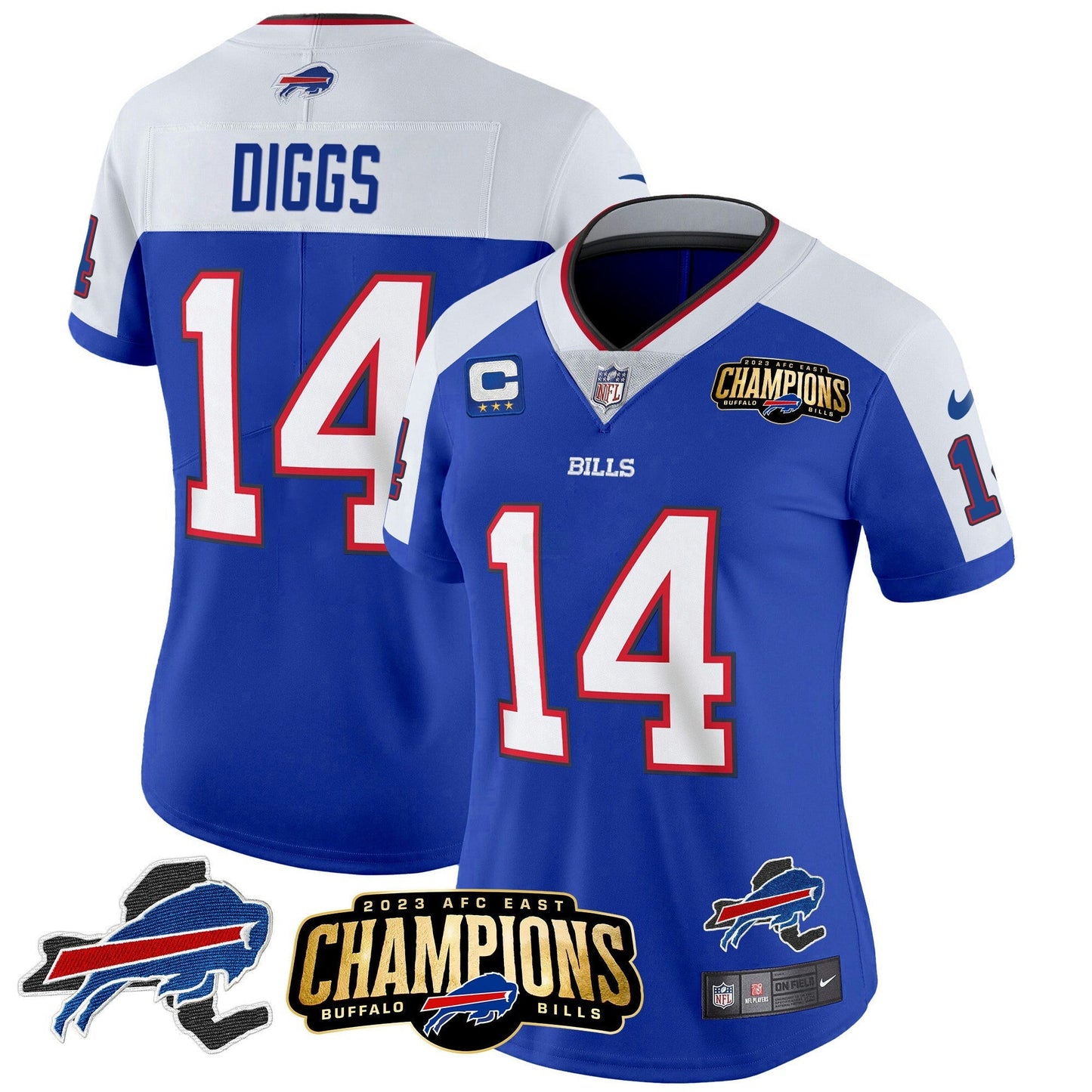 Camisa NFL Women’s 2023 AFC East Champions Patch Dourada Vapor Jersey V2