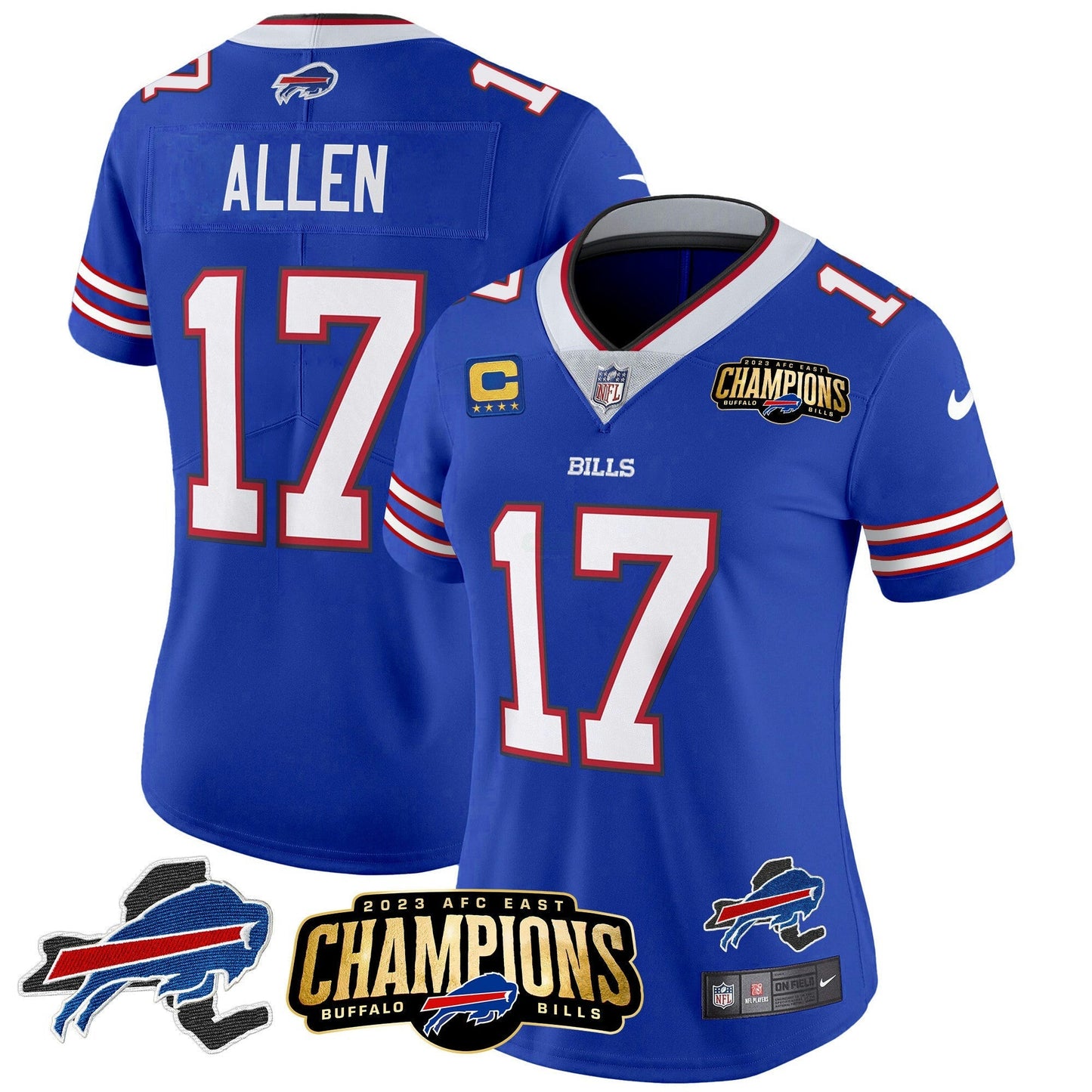 Camisa NFL Women’s 2023 AFC East Champions Patch Dourada Vapor Jersey V2