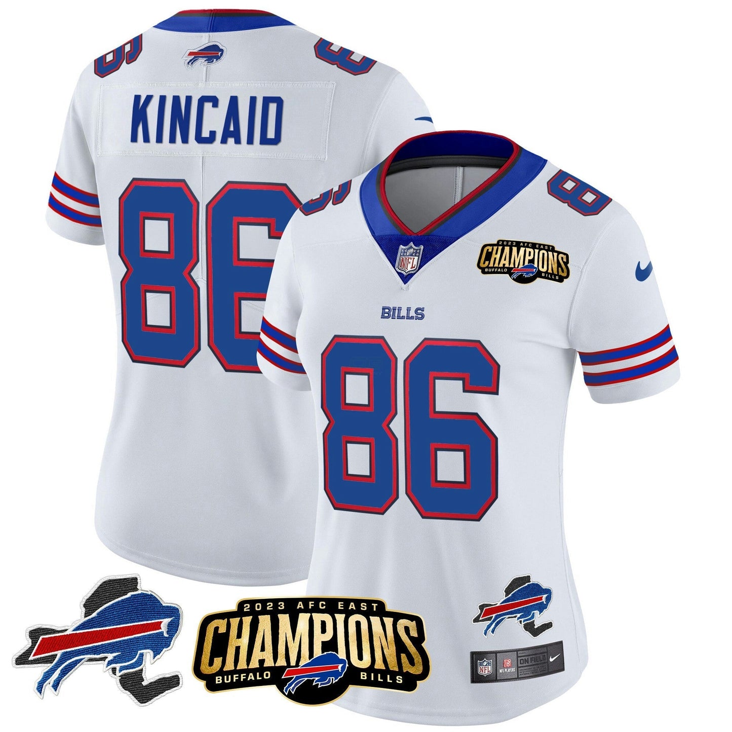 Camisa NFL Women’s 2023 AFC East Champions Patch Dourada Vapor Jersey V2