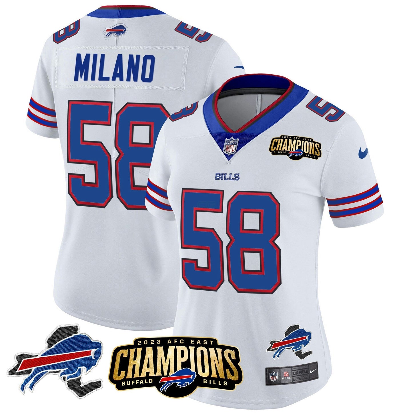 Camisa NFL Women’s 2023 AFC East Champions Patch Dourada Vapor Jersey V2