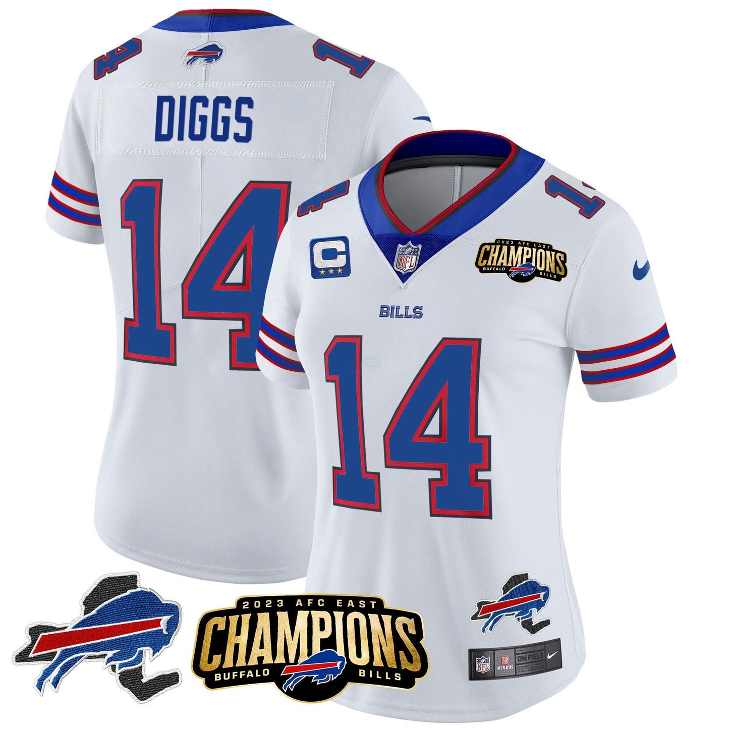 Camisa NFL Women’s 2023 AFC East Champions Patch Dourada Vapor Jersey V2