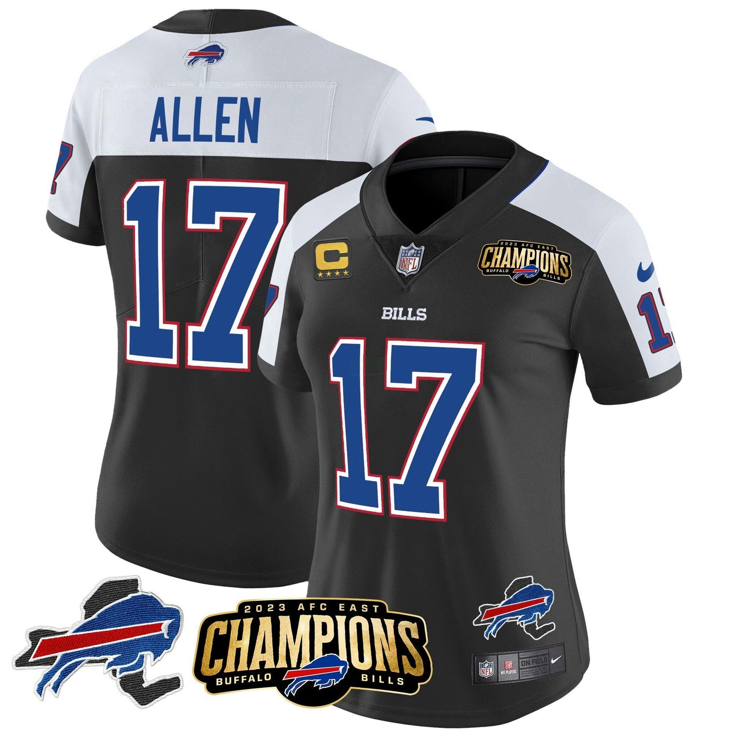 Camisa NFL Women’s 2023 AFC East Champions Patch Dourada Vapor Jersey V2