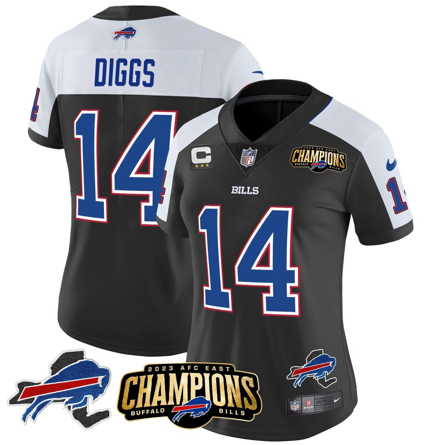 Camisa NFL Women’s 2023 AFC East Champions Patch Dourada Vapor Jersey V2